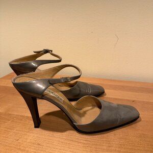 Celine Paris Taupe Patent Slip-on Heels
